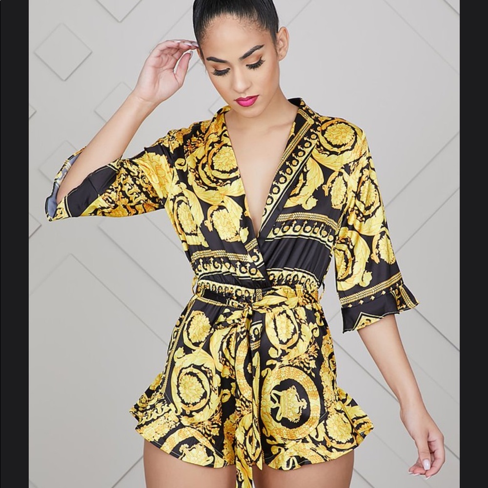 Black & Gold Whimsical Romper